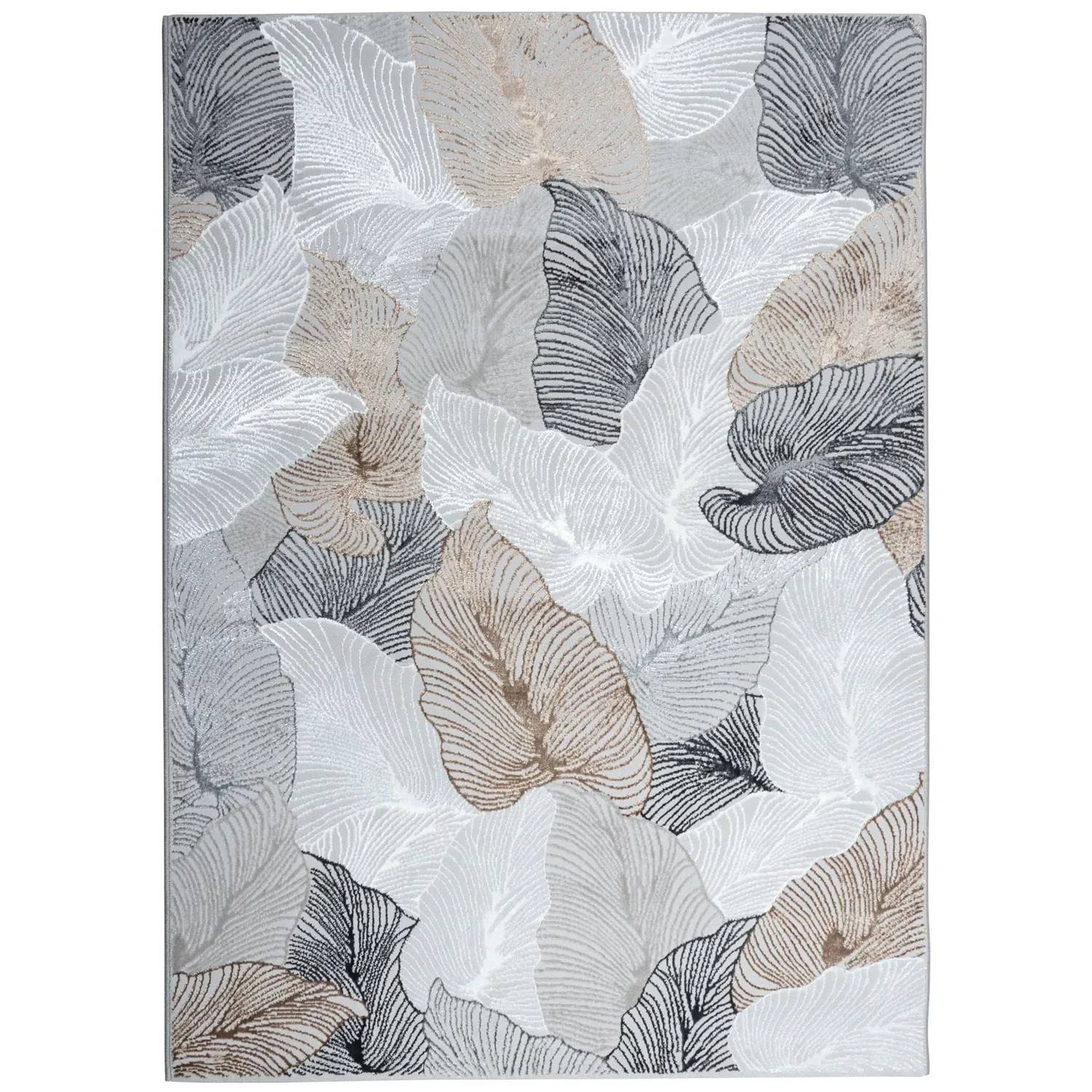 Multidecor Dywan CHARLOTTE liście 120 x 170 cm szaro-beżowy