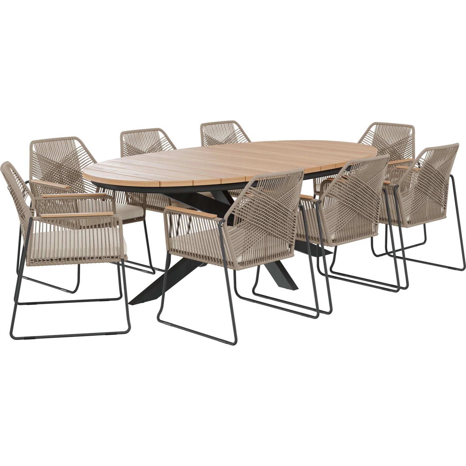 OBI Komplet mebli jadalnianych OAKBURN beżowy 9-częściowy