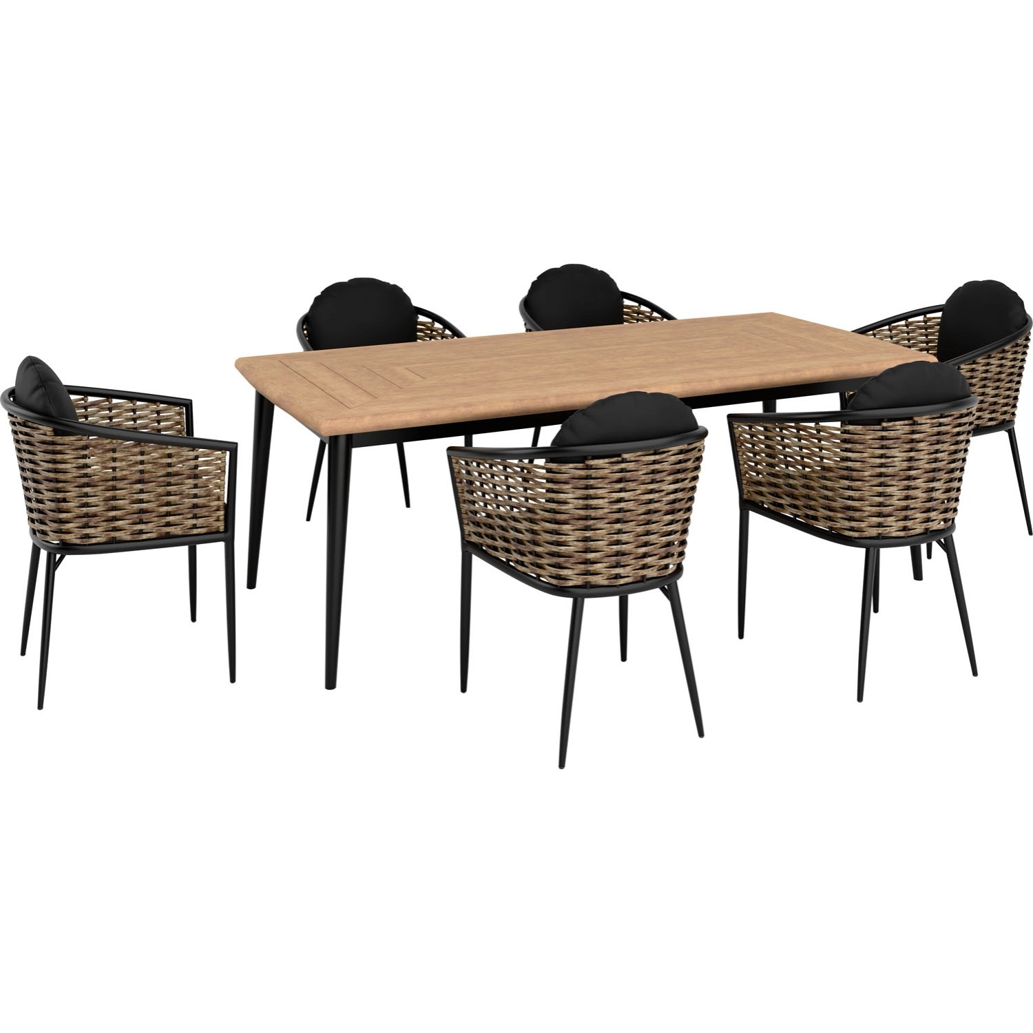 OBI Komplet mebli jadalnianych HIGHBURY czarny 7-częściowy