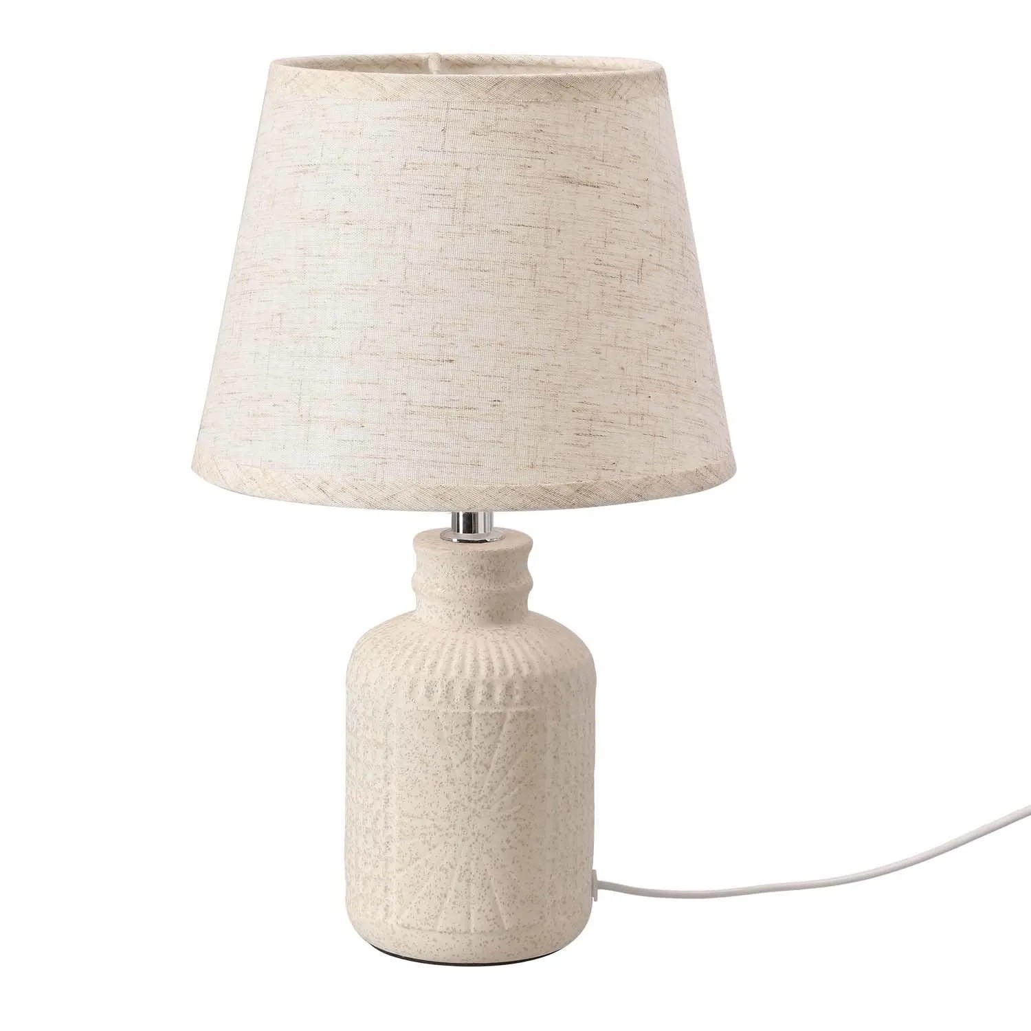 Candellux lampka stołowa MORI ceram. popielata 1xE14 40W abażur kość słoniowa