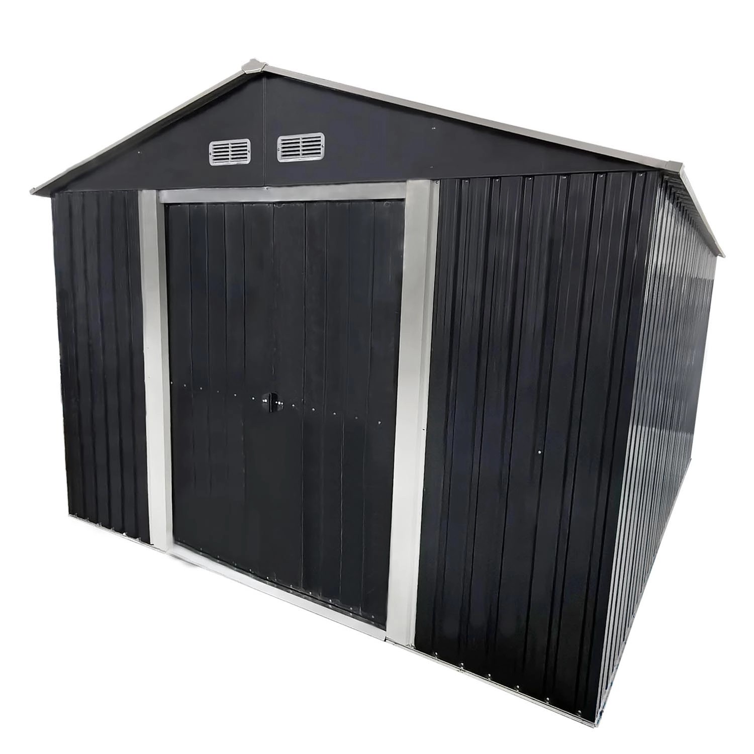 4IQ Domek ogrodowy metalowy antracyt - 303 x 300 cm, wys. 204 cm