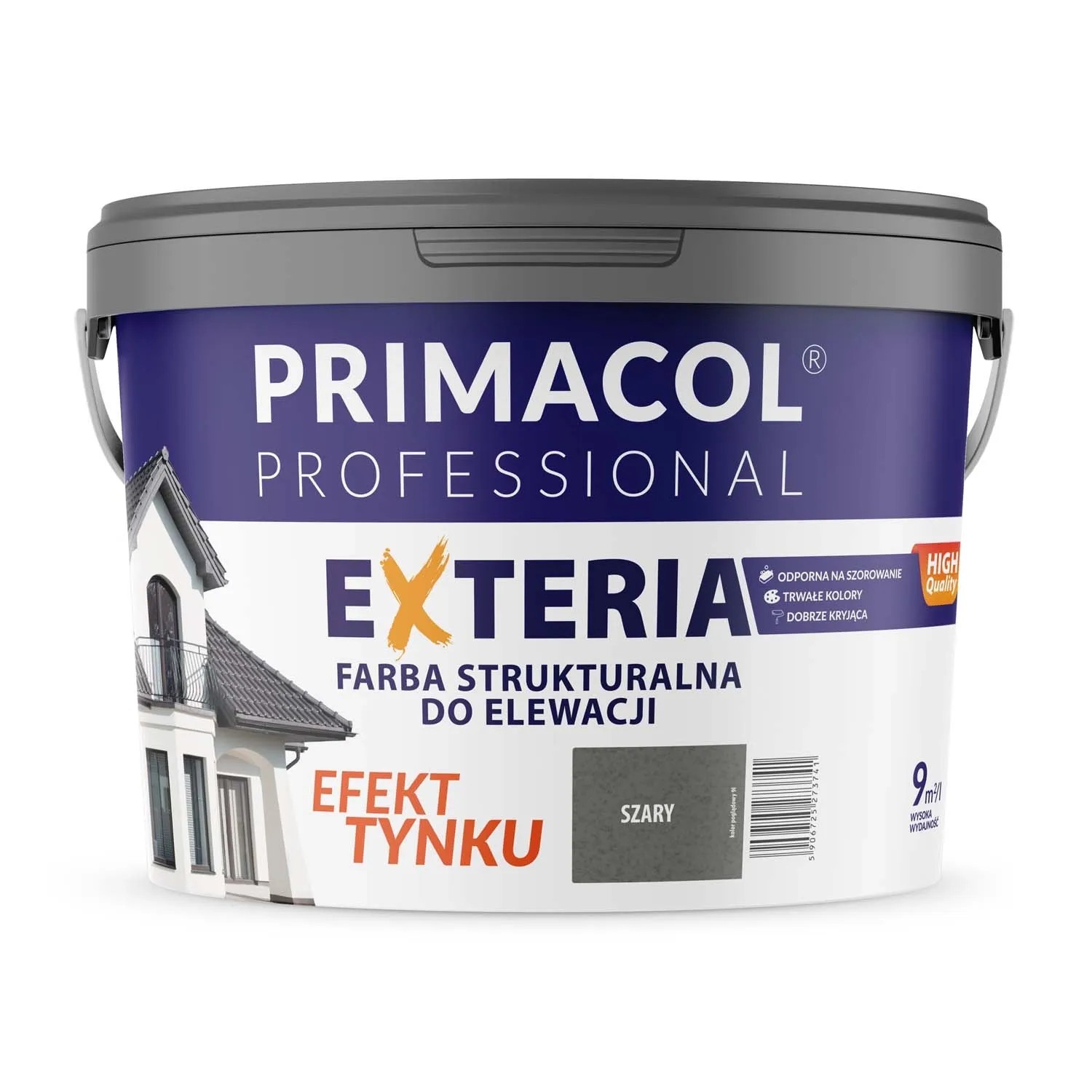 Farba fasadowa Primacol Exteria 9l grafitowa
