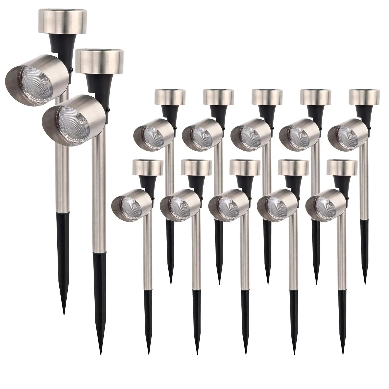 Zestaw 12 sztuk lampek solarnych LED punktowych stalowych