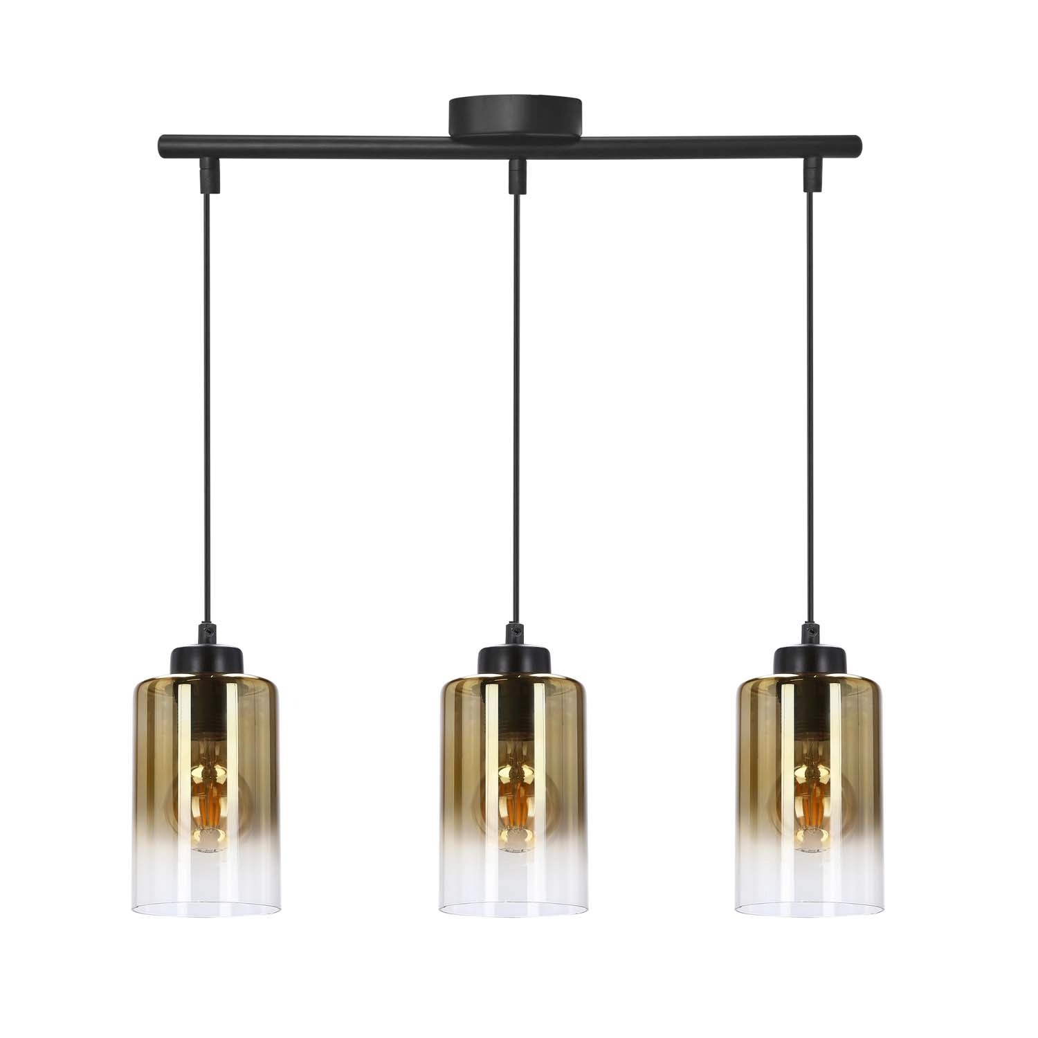 Candellux Lampa wisząca APRA 3xE27 60W czarna+klosz bursztynowy