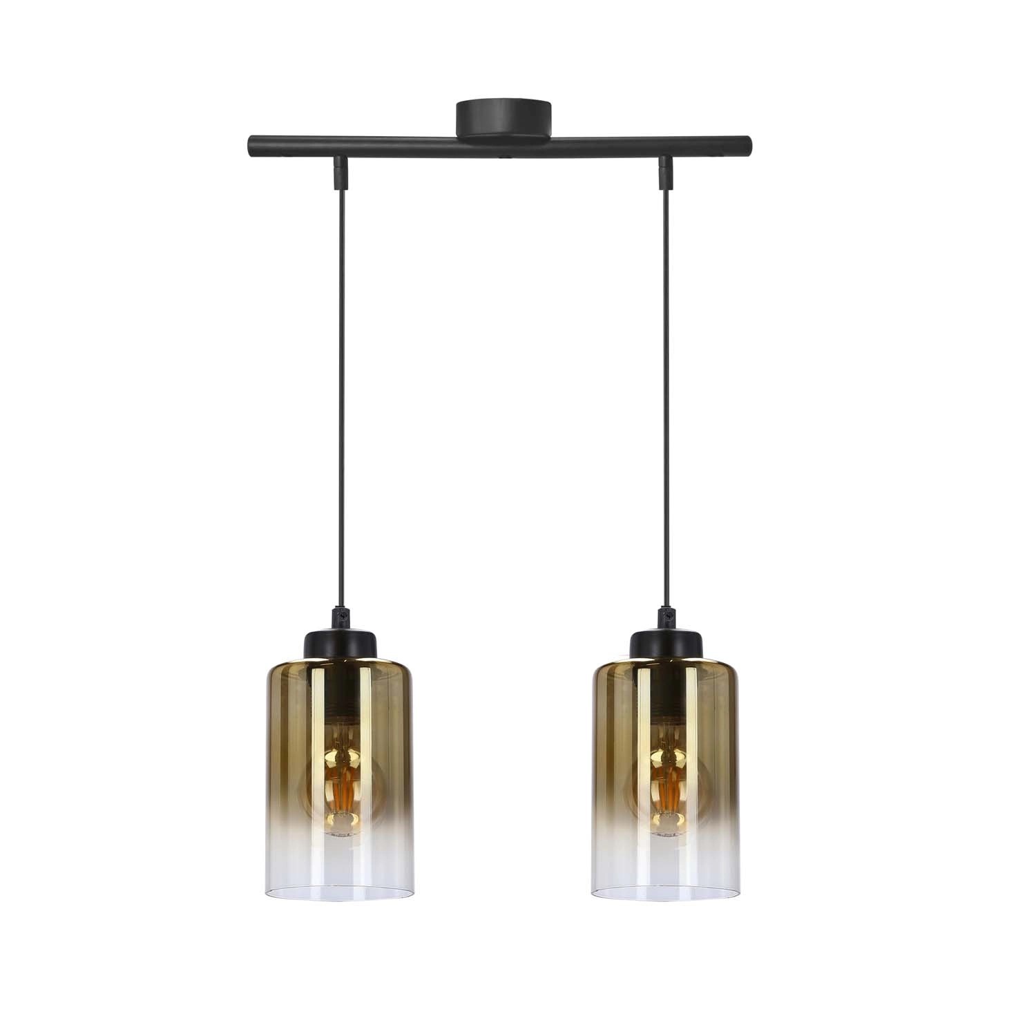 Candellux Lampa wisząca APRA 2xE27 60W czarna+klosz bursztynowy