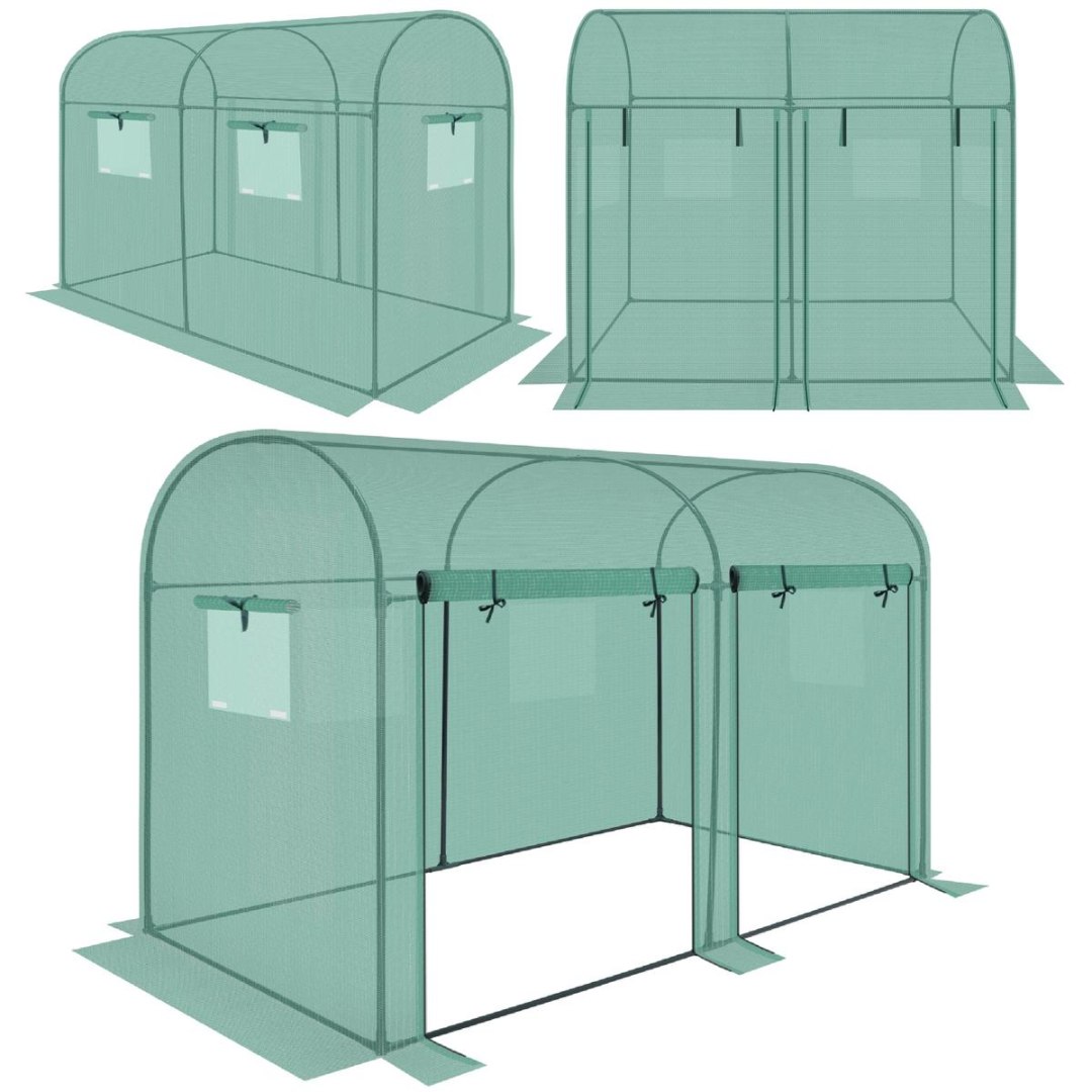 Emaga SZKLARNIA TUNEL OGRODOWY DWA WEJŚCIA DO POMIDORÓW I OGÓRKÓW 200x100x180CM ZIELONY