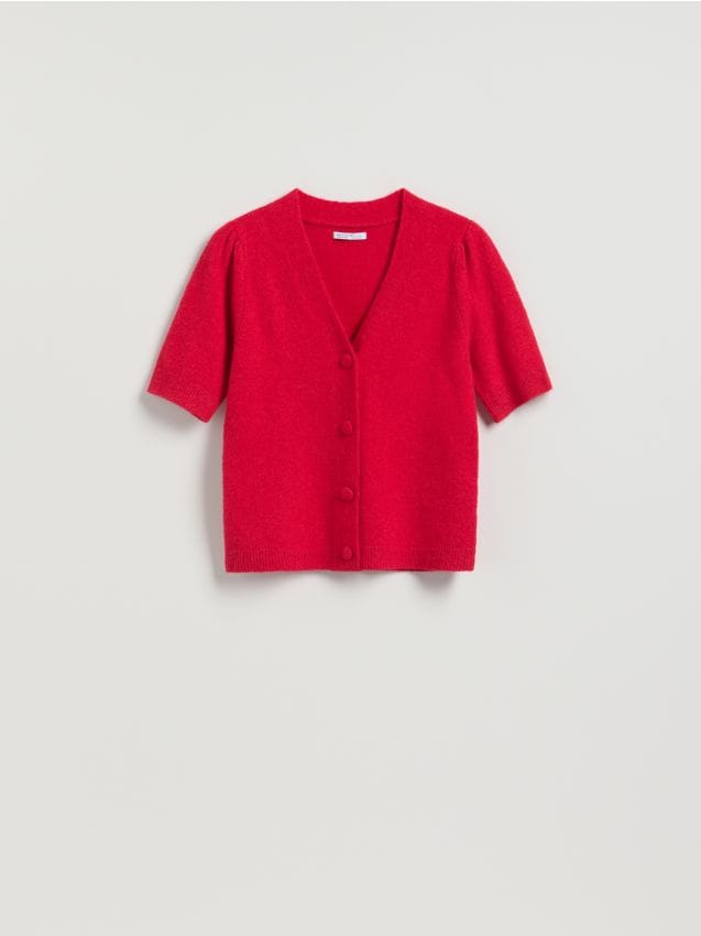 Reserved - Kardigan z wełną - czerwony