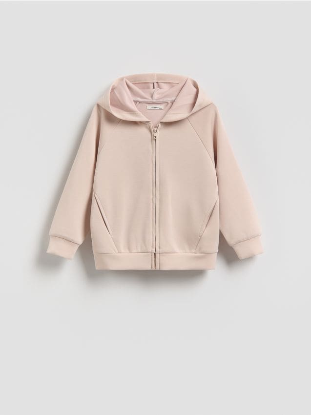 Reserved - Bluza z kapturem z modalem - brązowy