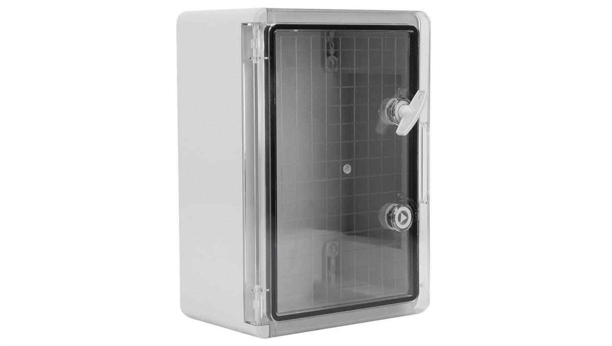 Obudowa plastikowa skrzynka hermetyczna, drzwi transparentne ABS 250x350x150mm IP65 NEKU