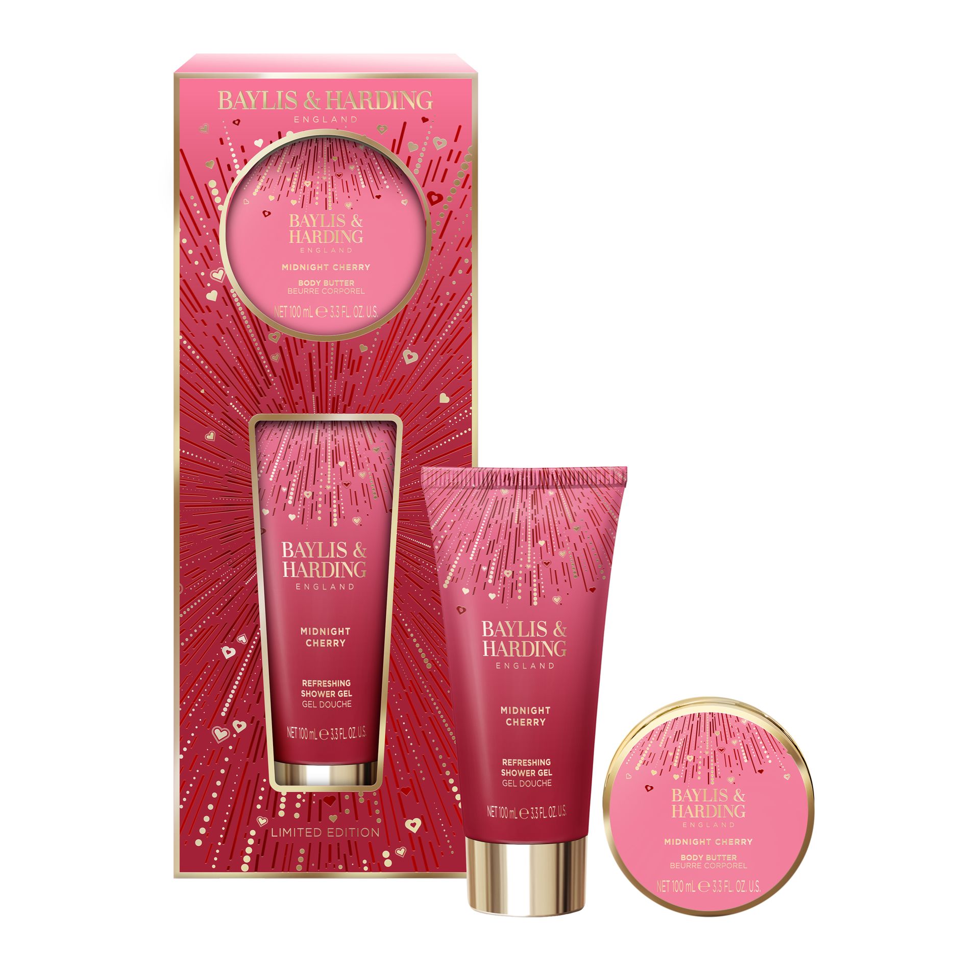 Baylis & Harding Zestaw Kosmetyków Midnight Cherry Żel pod Prysznic + Masło do Ciała