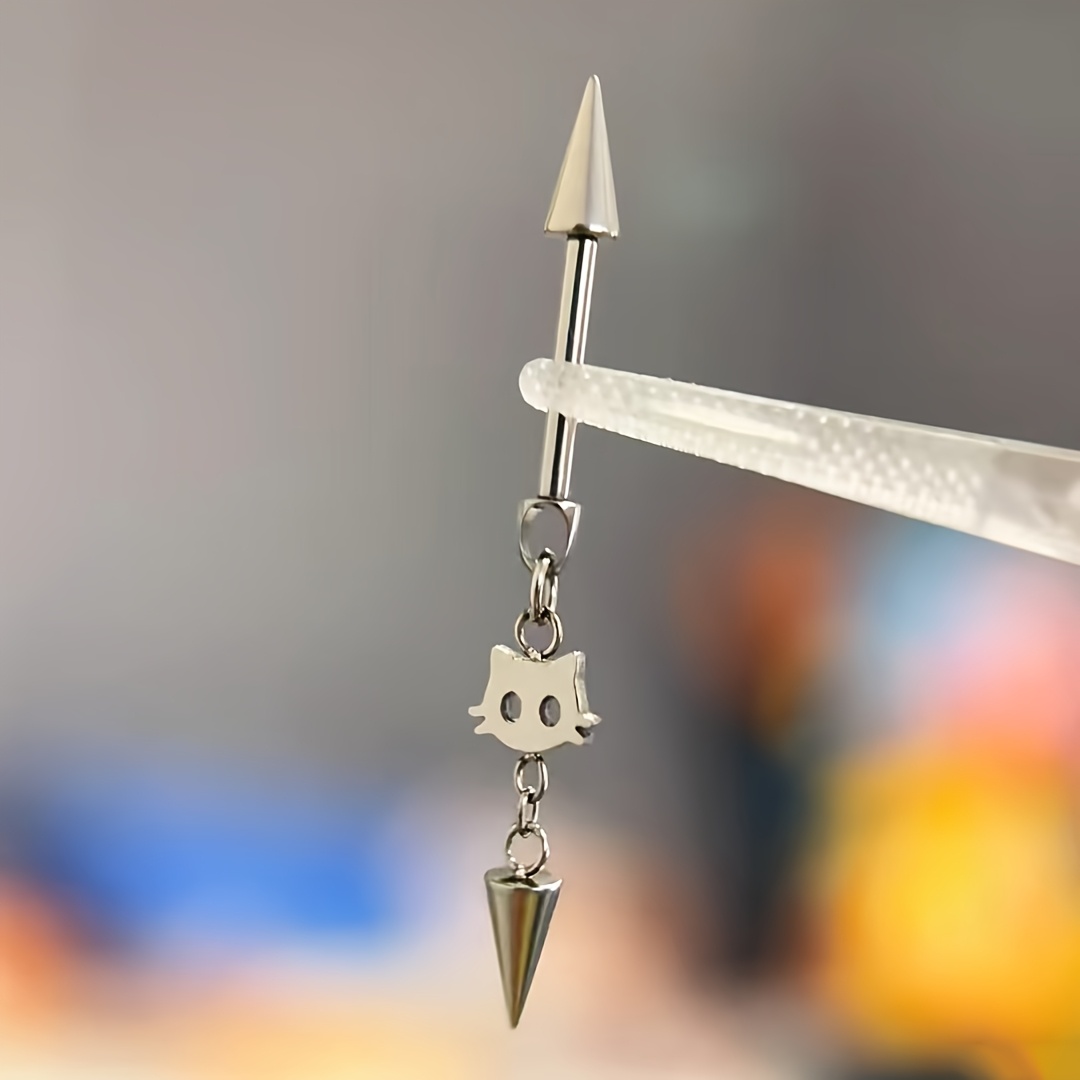 TEMU Kolczyki Spirala Wewnętrzna Niszowe Z32 – Kot Mroczny Diabeł, Podwójne Stożkowe, Stylowy i Fajny Design