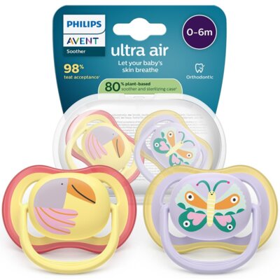 Smoczek PHILIPS Avent Ultra Air 0-6 m SCF087/04 Wielokolorowy (2 sztuki)
