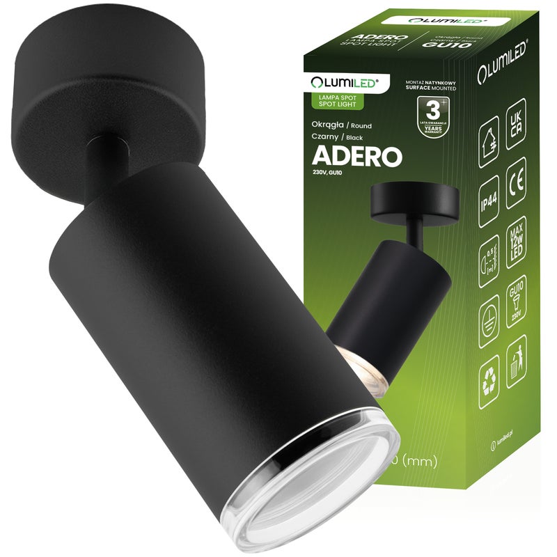 Kinkiet Ścienny Lumiled Lampa Sufitowa Lumiled Reflektor LED Spot GU10 IP44 Czarna