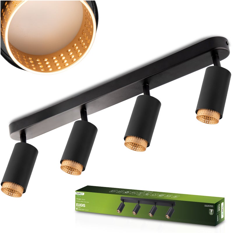 Lampa Sufitowa Lumiled Reflektor LED 4x GU10 Tuba Spot Czarny