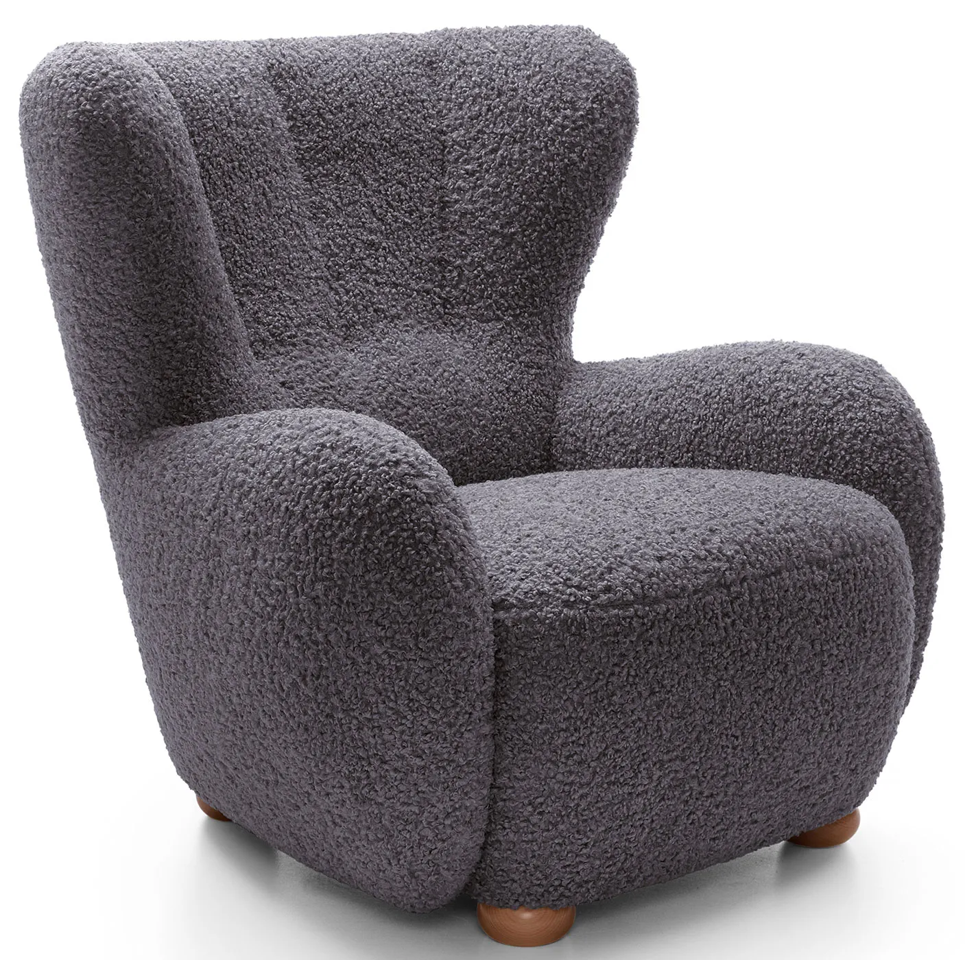 Czarny fotel boucle typu uszak C1-L25