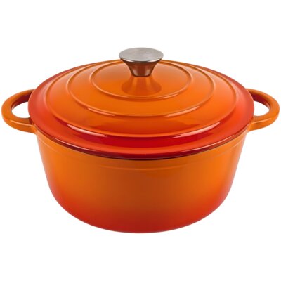 Garnek żeliwny HAGE DQ26 26 cm 5L Pomarańczowy