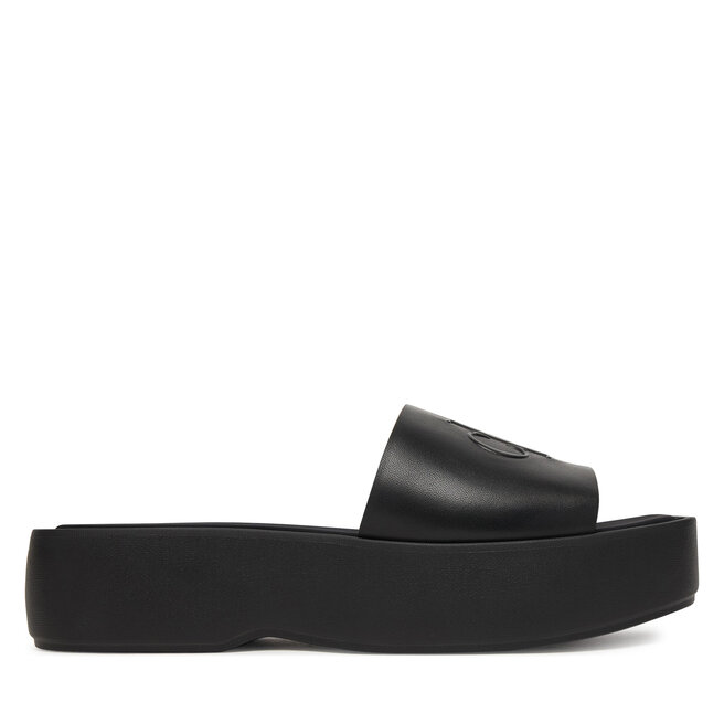 Klapki Calvin Klein Flatf Sndl Lth Mg HW0HW03026 Czarny