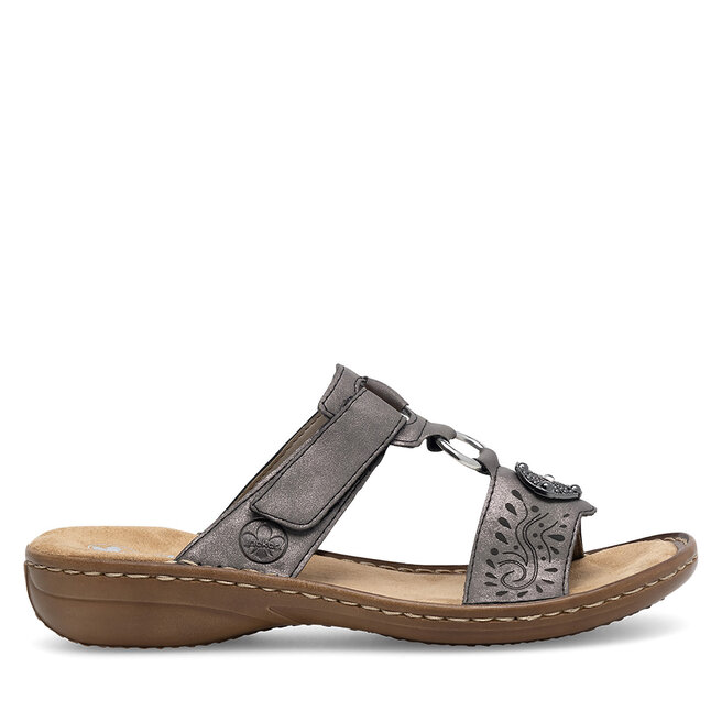 Klapki Rieker 608K1-45 Szary