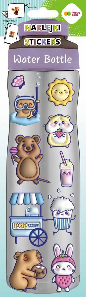 Naklejki Water Bottle - Yummy Yum, Kapibara, 83x286 mm