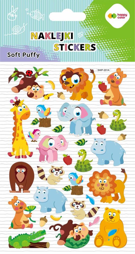 Naklejki 3d Soft Puffy - Safari Friends, 110x205 mm