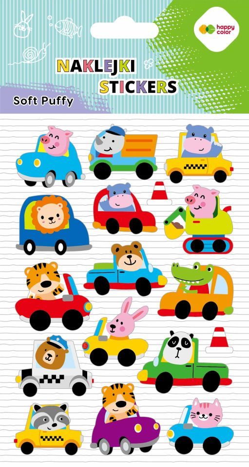 Naklejki 3d Soft Puffy - Animal Cars, 110x205 mm