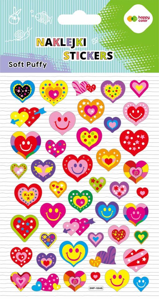 Naklejki 3d Soft Puffy - Smiling Hearts, 110x205 mm