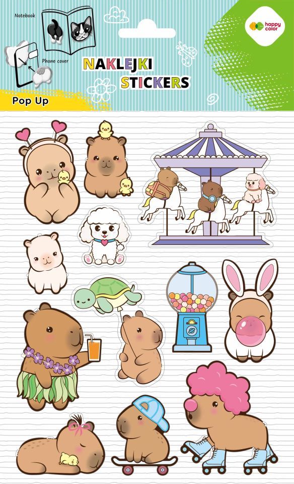 Naklejki 3d Pop Up - Kapibara Kapi Fun, 146x240 mm