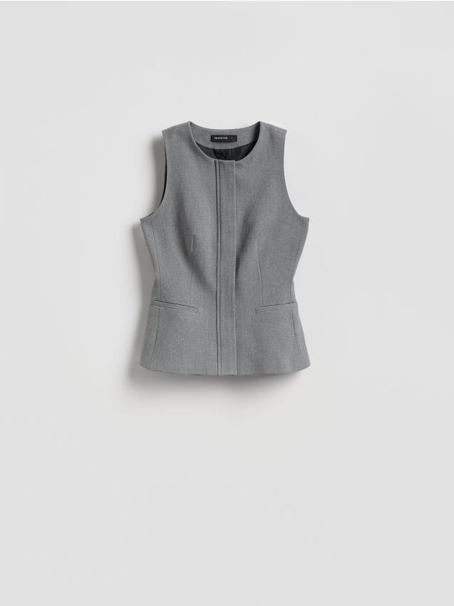 Reserved - Kamizelka z przeszyciami - jasnoszary