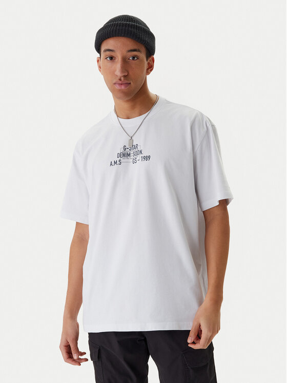 G-Star Raw T-Shirt Multi Technique D29296-E385 Biały Relaxed Fit