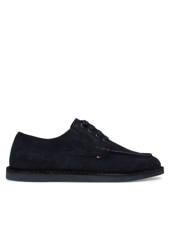 Tommy Hilfiger Półbuty Stitchdown Suede Derby FM0FM05841 Granatowy