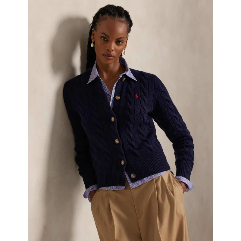 POLO RALPH LAUREN Wełniany kardigan Slim Fit z dodatkiem kaszmiru