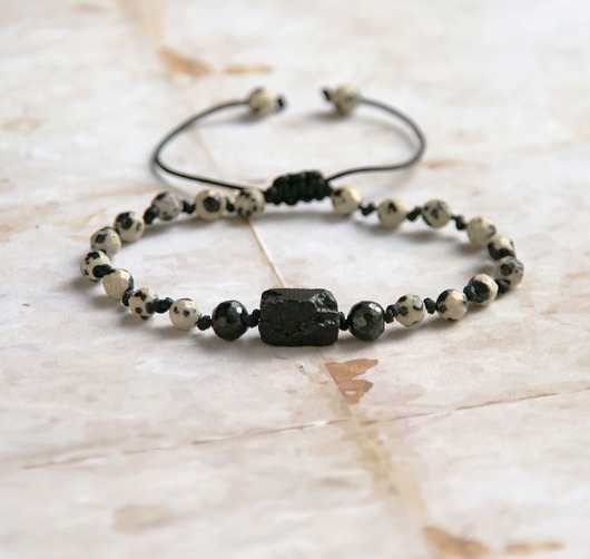 OCHRONNA bransoletka - czarny turmalin, jaspis