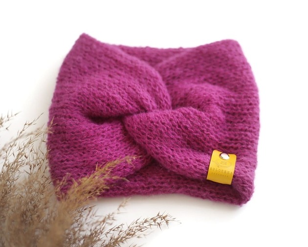 ALPACZINA opaska 100% alpaka fuksja