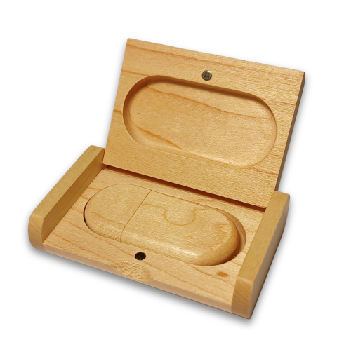 Drewniany pendrive w pudełku klon
