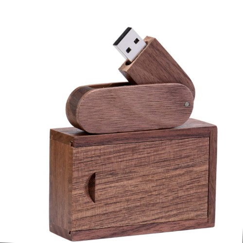 Drewniany pendrive Twister w pudełku orzech
