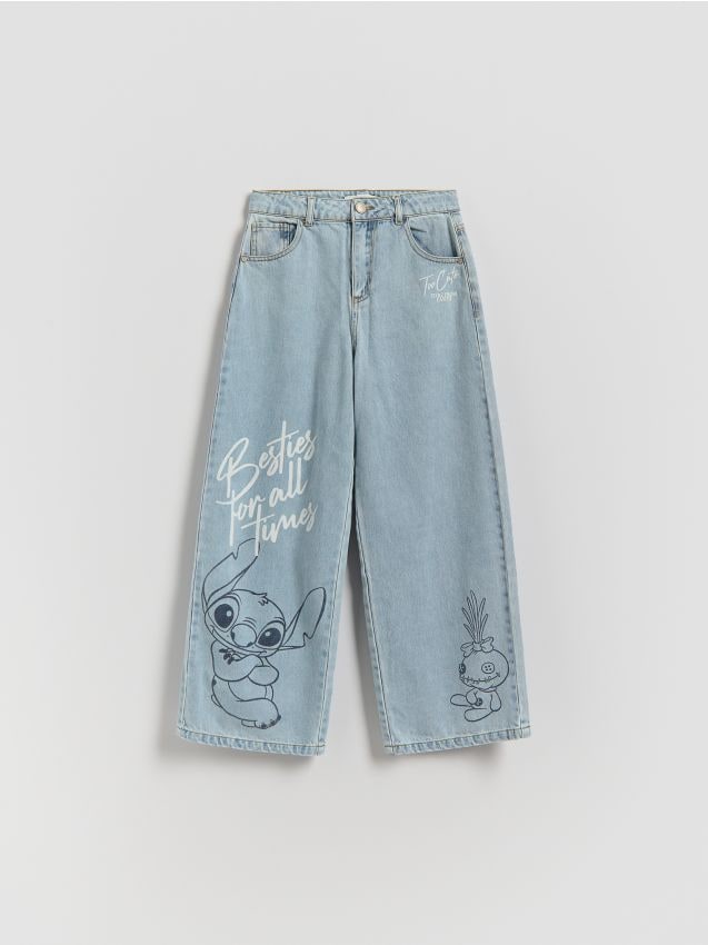 Reserved - Jeansy wide leg Lilo i Stitch - niebieski