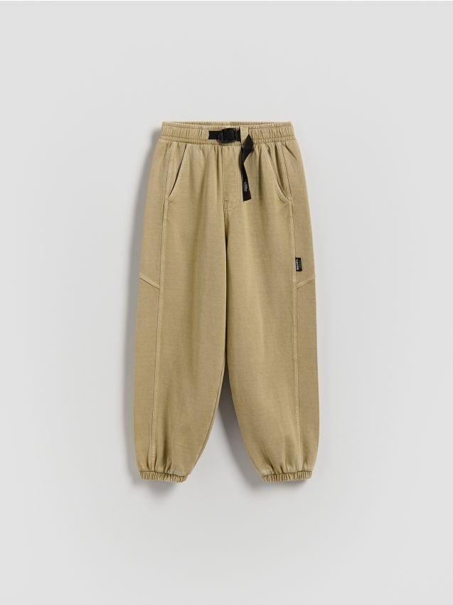 Reserved - Dresowe spodnie oversize - oliwkowy