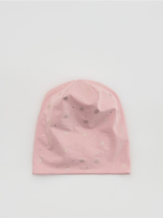 Reserved - Wzorzysta czapka - różowy