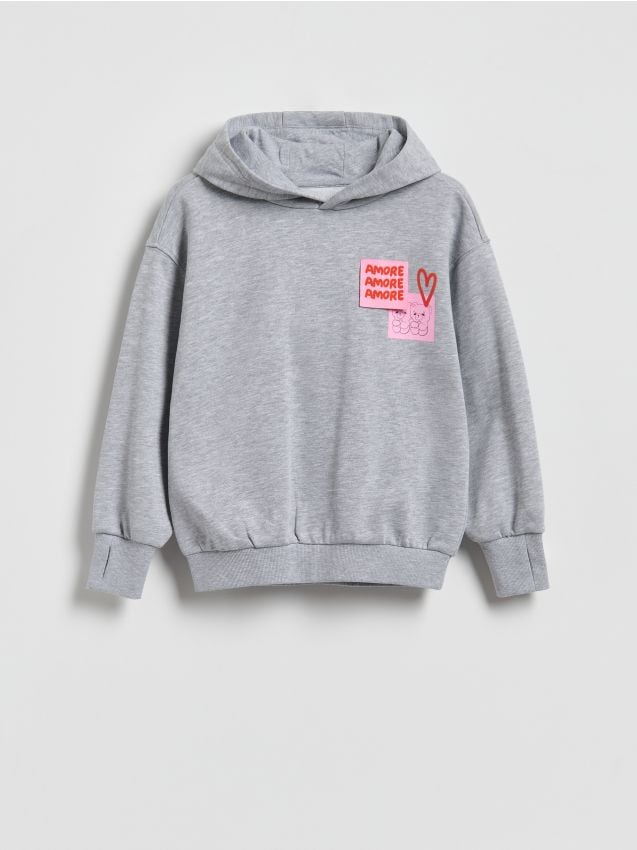 Reserved - Bluza z aplikacją na plecach - jasnoszary