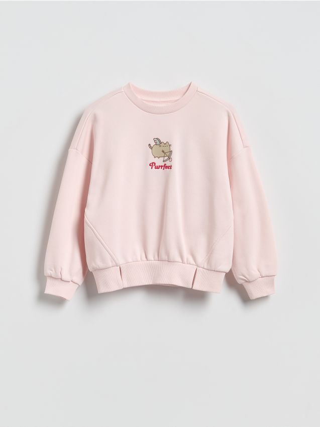 Reserved - Bluza z aplikacją Pusheen - pastelowy róż