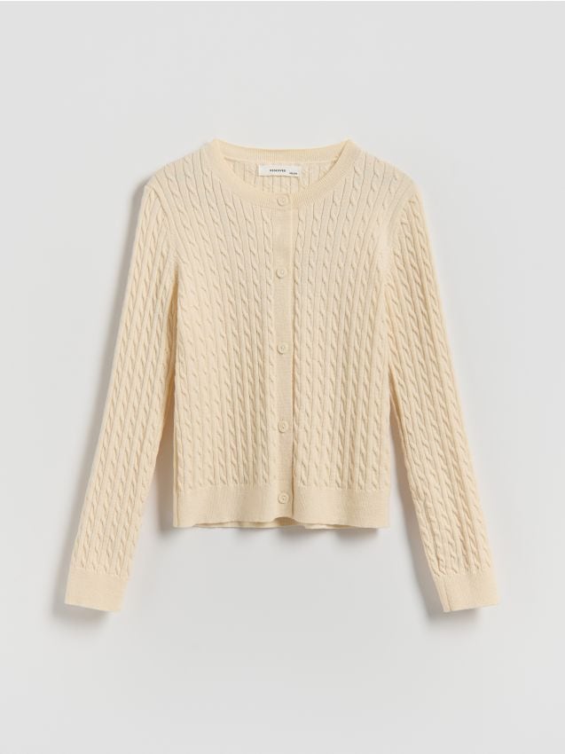 Reserved - Dzianinowy kardigan - złamana biel