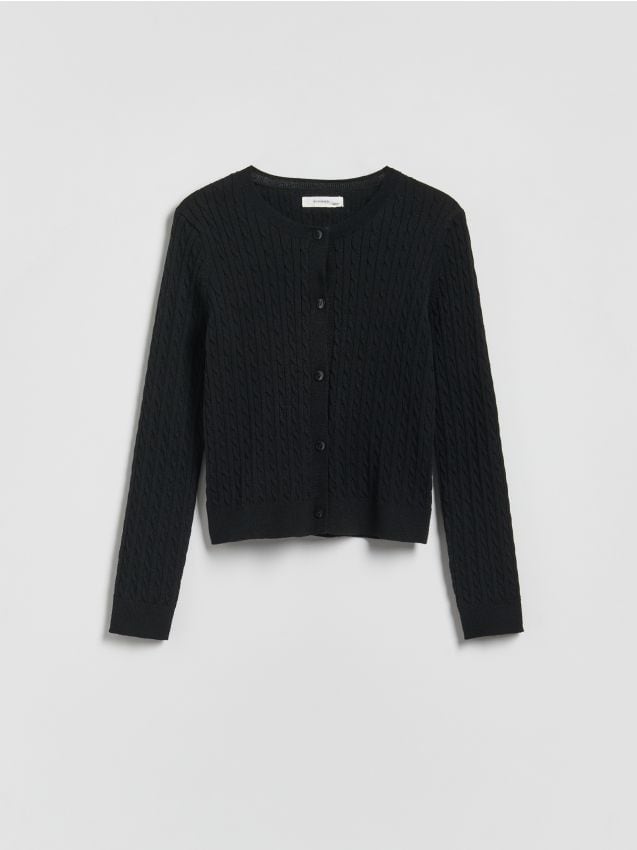 Reserved - Dzianinowy kardigan - czarny