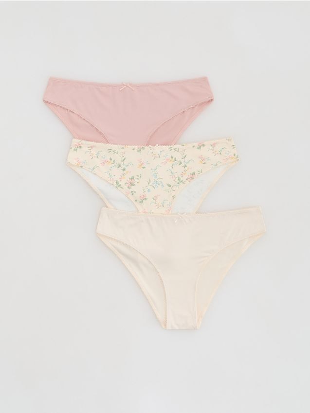 Reserved - Wzorzyste majtki figi 3 pack - złamana biel