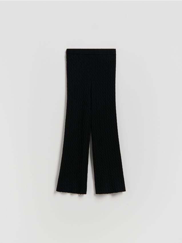 Reserved - Dzianinowe spodnie flare - czarny