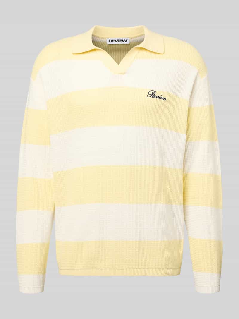 Koszulka polo z dzianiny o kroju regular fit z blokowymi pasami