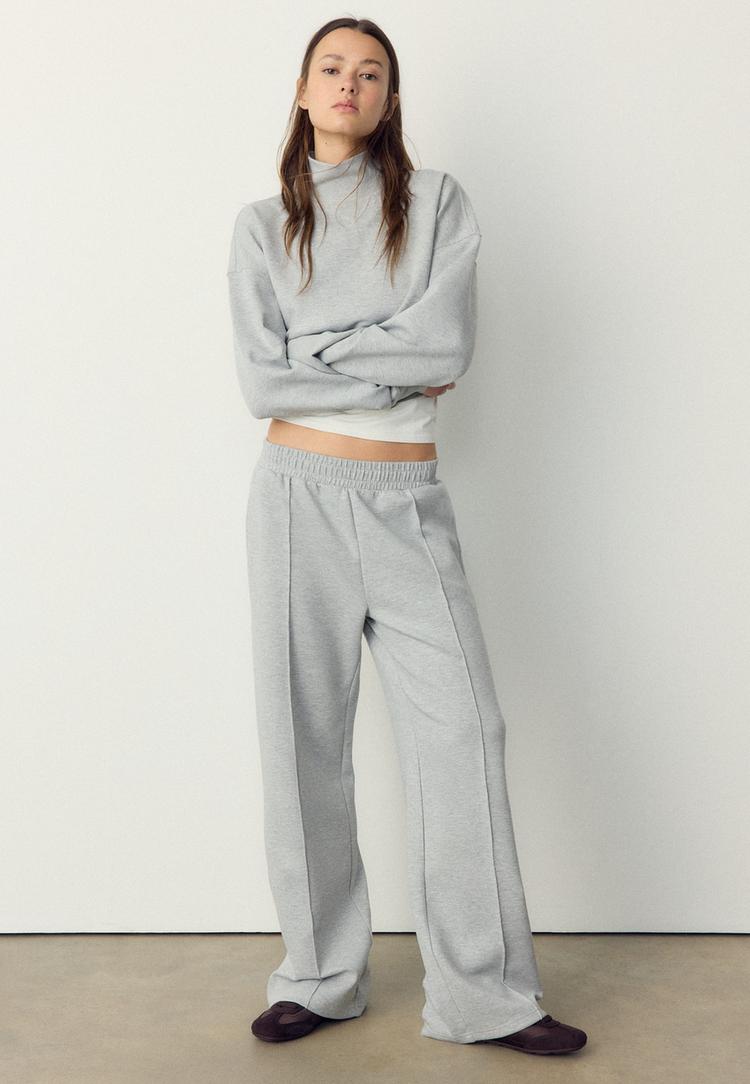 Stradivarius Spodnie jogger z miękkiego interlocku Popielaty XL