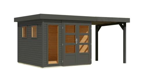 dom drewniany KARIBU LAHAR 3,5 + nadstawka 240 cm (12486) terragrau LG4422