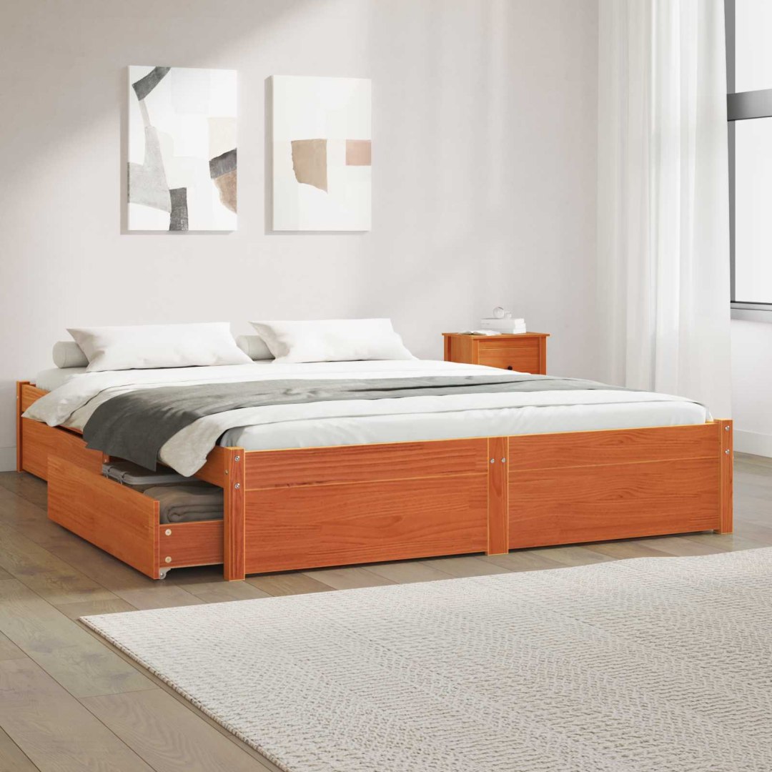 VidaXL Ramka łóżka Woskowy Brąz 150 x 200 cm Lite drewno sosnowe