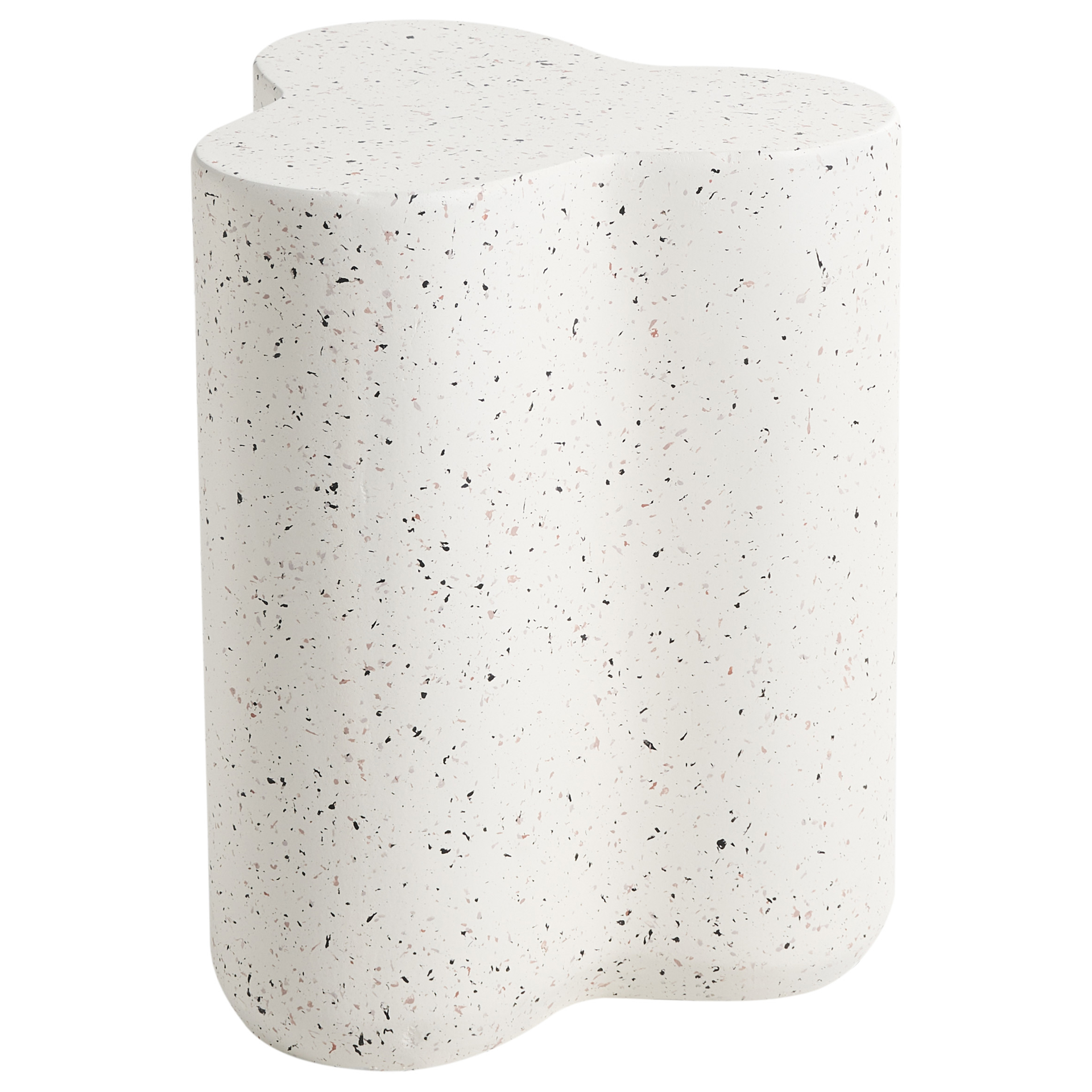 Stolik pomocniczy TELLARO 32 cm 37 cm Efekt lastryko Białe lastryko