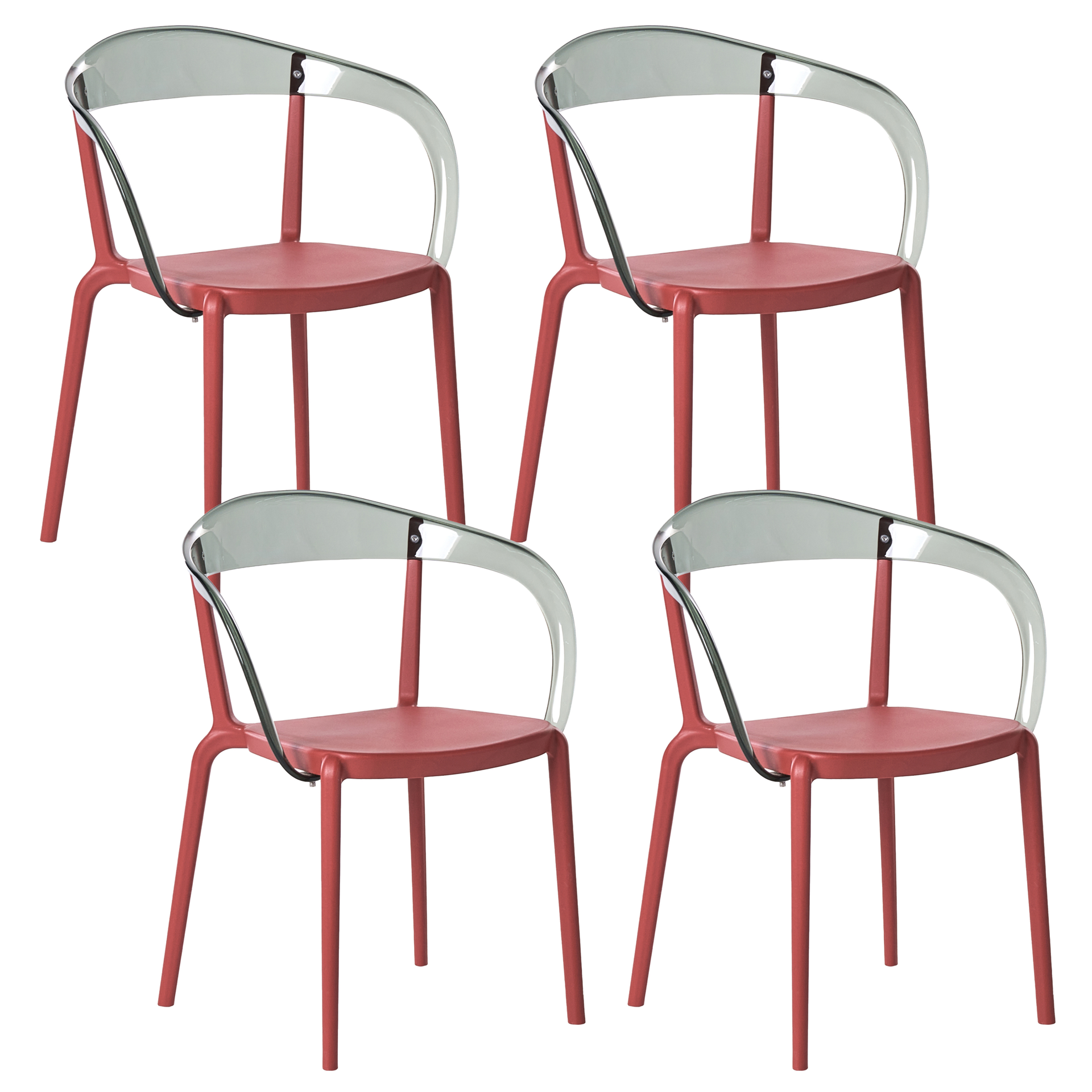 BELIANI Zestaw 4 krzeseł ogrodowych MALEVIZI Sztaplowane Czerwony